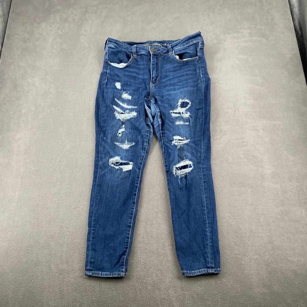 American Eagle Ne(x)t Level Stretchโ Distressed Skinny Jeans Blue Size 12 Short